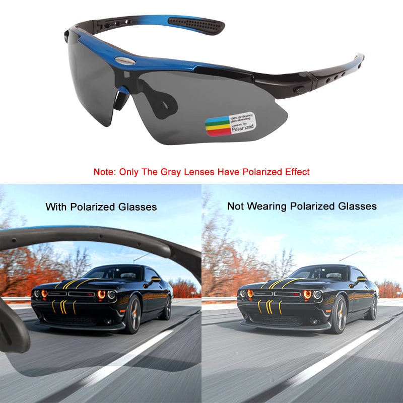 Polarized Windproof Dustproof Protective Safety Glasses 5 Lens Set