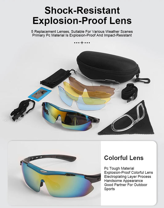 Polarized Windproof Dustproof Protective Safety Glasses 5 Lens Set