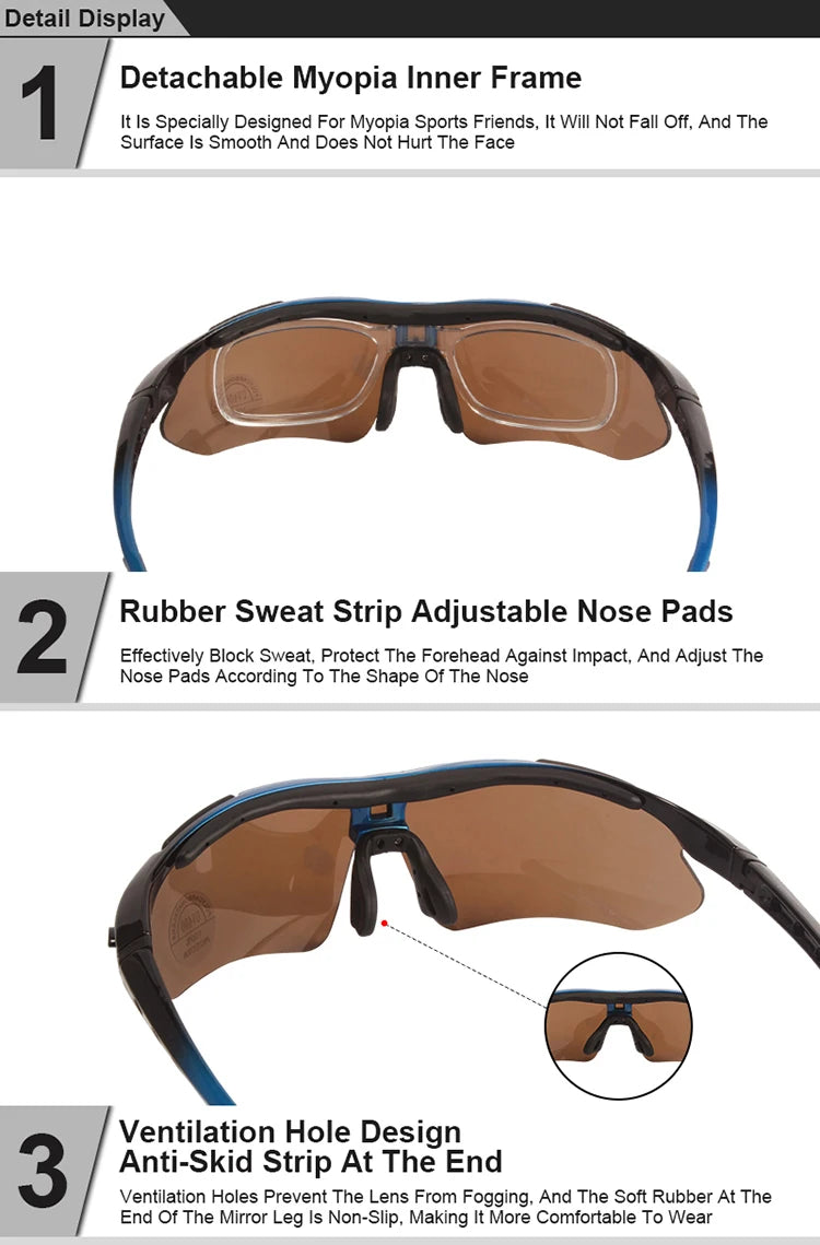 Polarized Windproof Dustproof Protective Safety Glasses 5 Lens Set