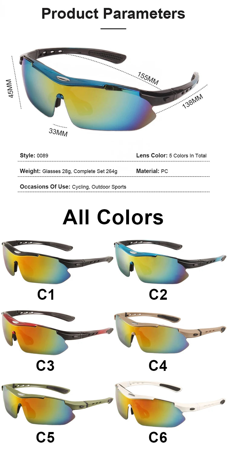 Polarized Windproof Dustproof Protective Safety Glasses 5 Lens Set