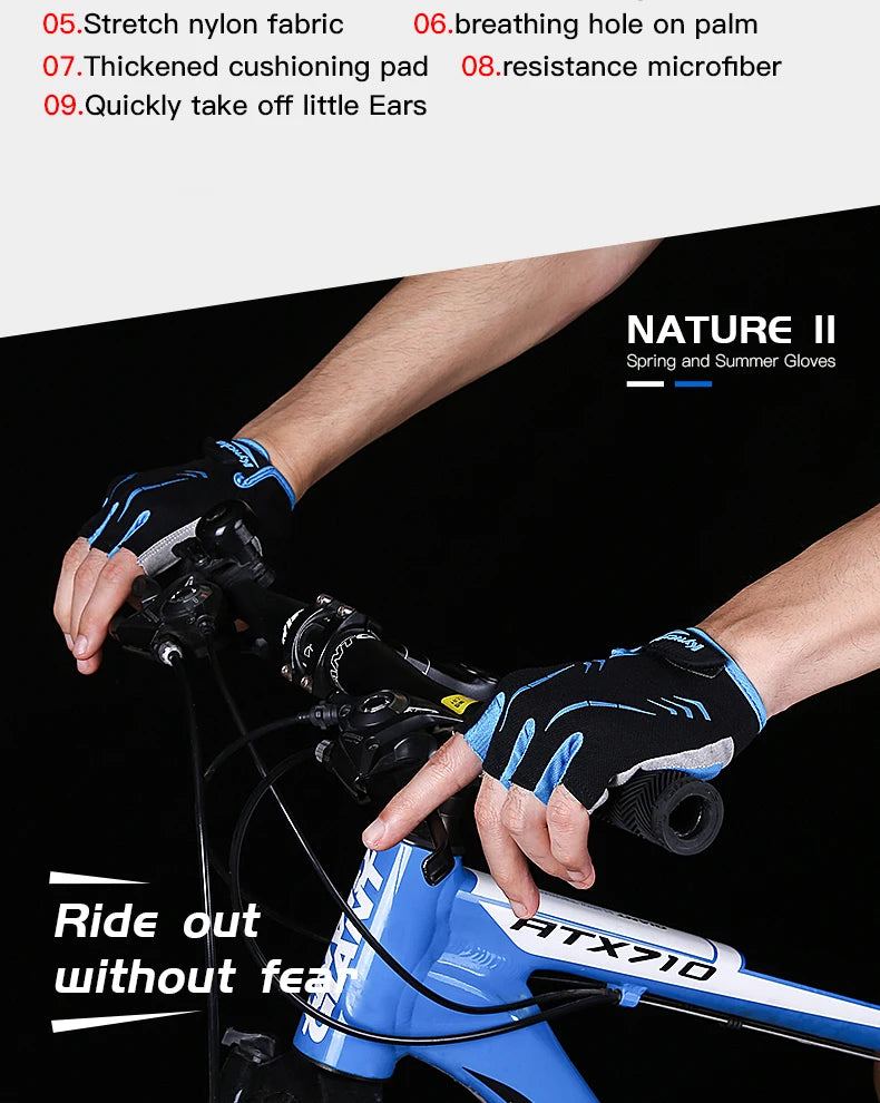 Cycling Anti-slip Anti-sweat Half Finger Gloves Breathable Anti-shock