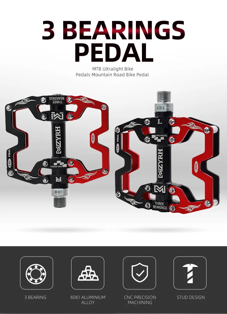 Bicycle Pedal Ultralight Aluminum Alloy 3 Bearings  Waterproof