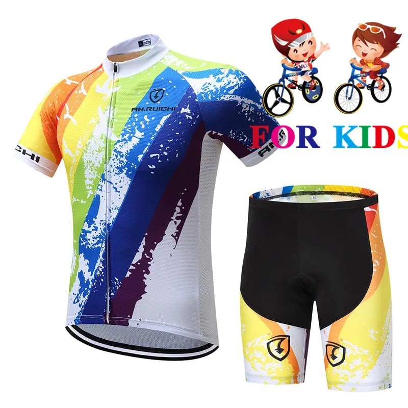 Summer Cycling Jersey 2023 Child Cycling Clothing Set Maillot Racing Sport Jersey Cycling Boy Bike Wear Short Sleeves