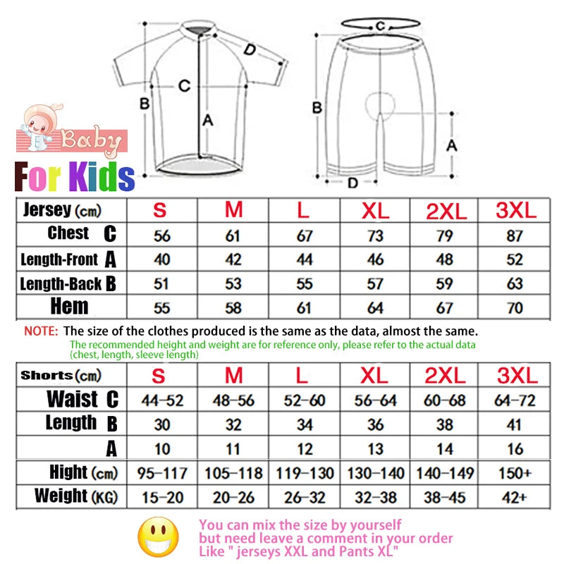 Summer Cycling Jersey 2023 Child Cycling Clothing Set Maillot Racing Sport Jersey Cycling Boy Bike Wear Short Sleeves