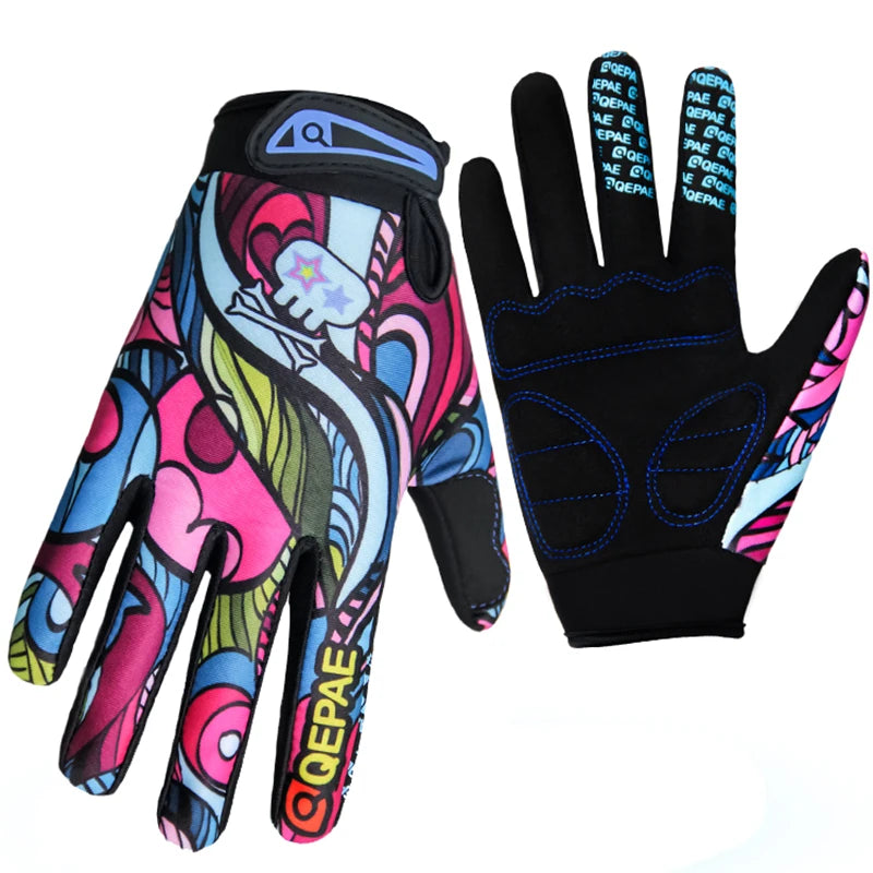 Print Cycling Gloves Full Finger Gloves Mesh GEL