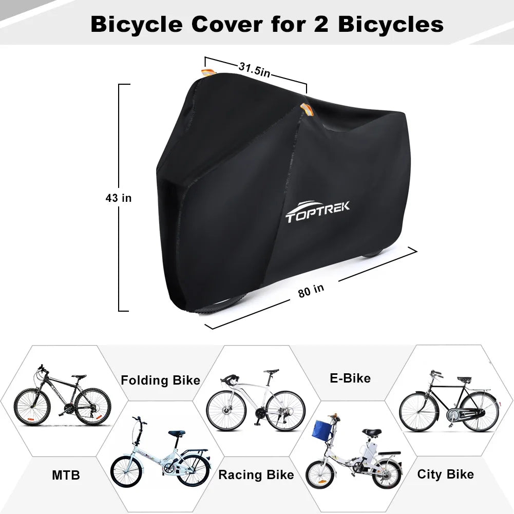 Bike Cover Outdoor Storage Waterproof & Anti-UV for Two Bicycles