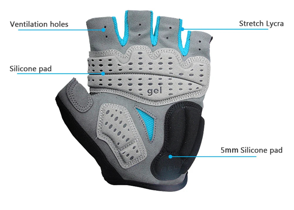 Cycling Half Finger Bike Gloves Shockproof Wear Resistant Breathable