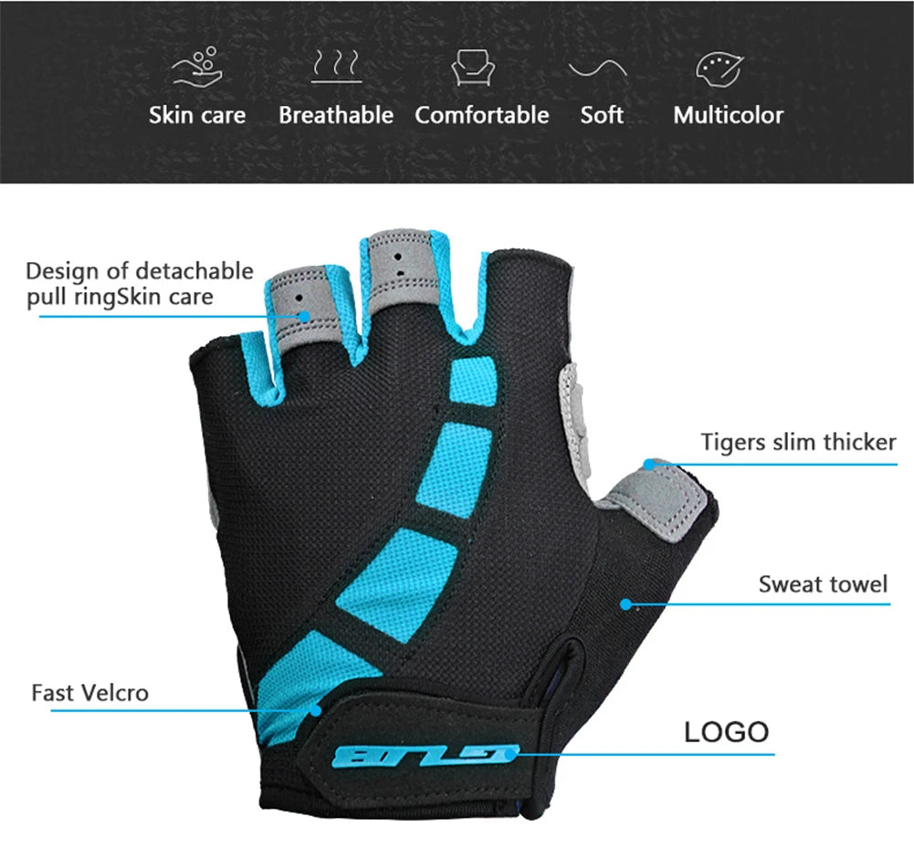 Cycling Half Finger Bike Gloves Shockproof Wear Resistant Breathable