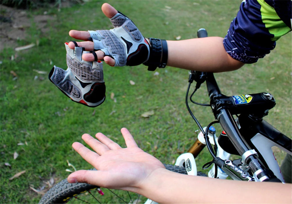 Cycling Half Finger Bike Gloves Shockproof Wear Resistant Breathable