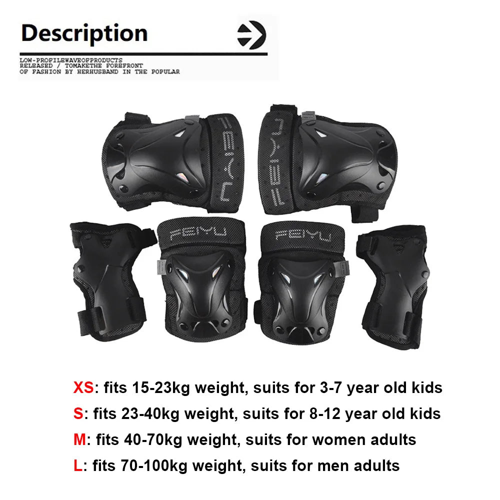 Protective Gear 6Pcs Adult/Kids Knee Elbow Wrist Pads