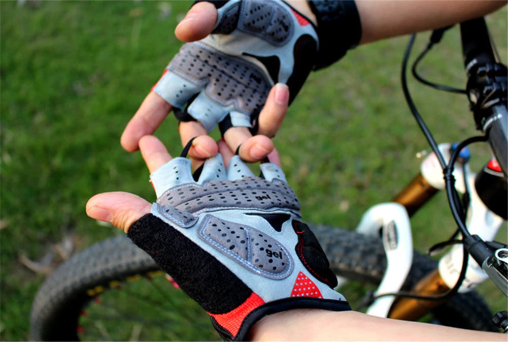 Cycling Half Finger Bike Gloves Shockproof Wear Resistant Breathable