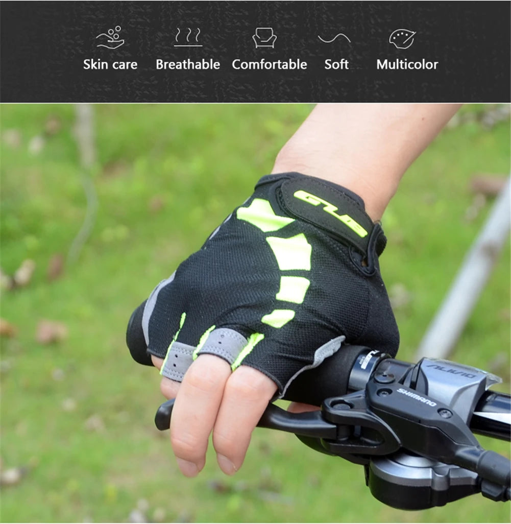 Cycling Half Finger Bike Gloves Shockproof Wear Resistant Breathable