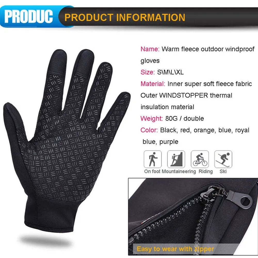 Touchscreen Cycling Gloves Waterproof Windproof Non-Slip Warm