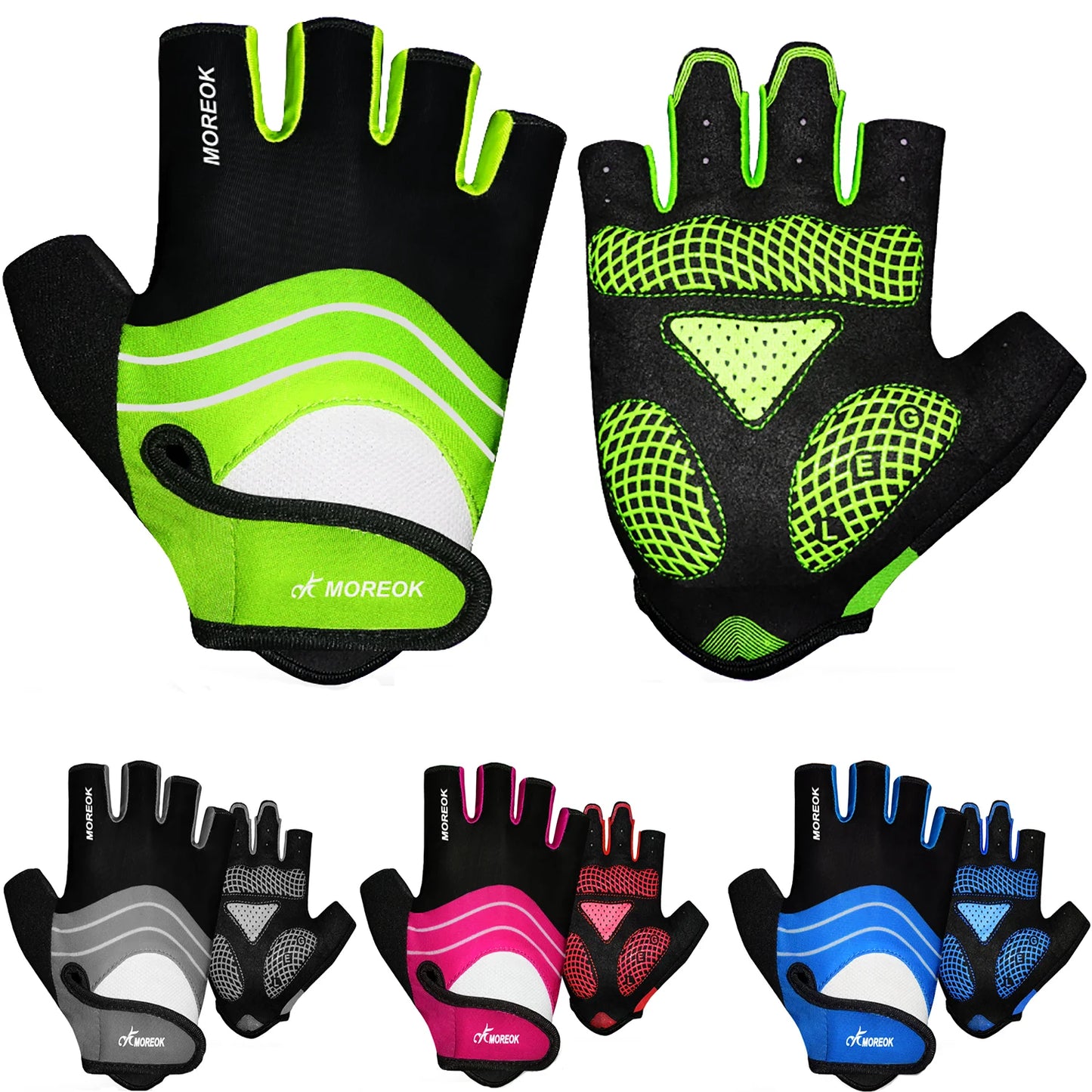 Cycling Gloves Half Finger 5MM Silicone Pads Shock-Absorbing