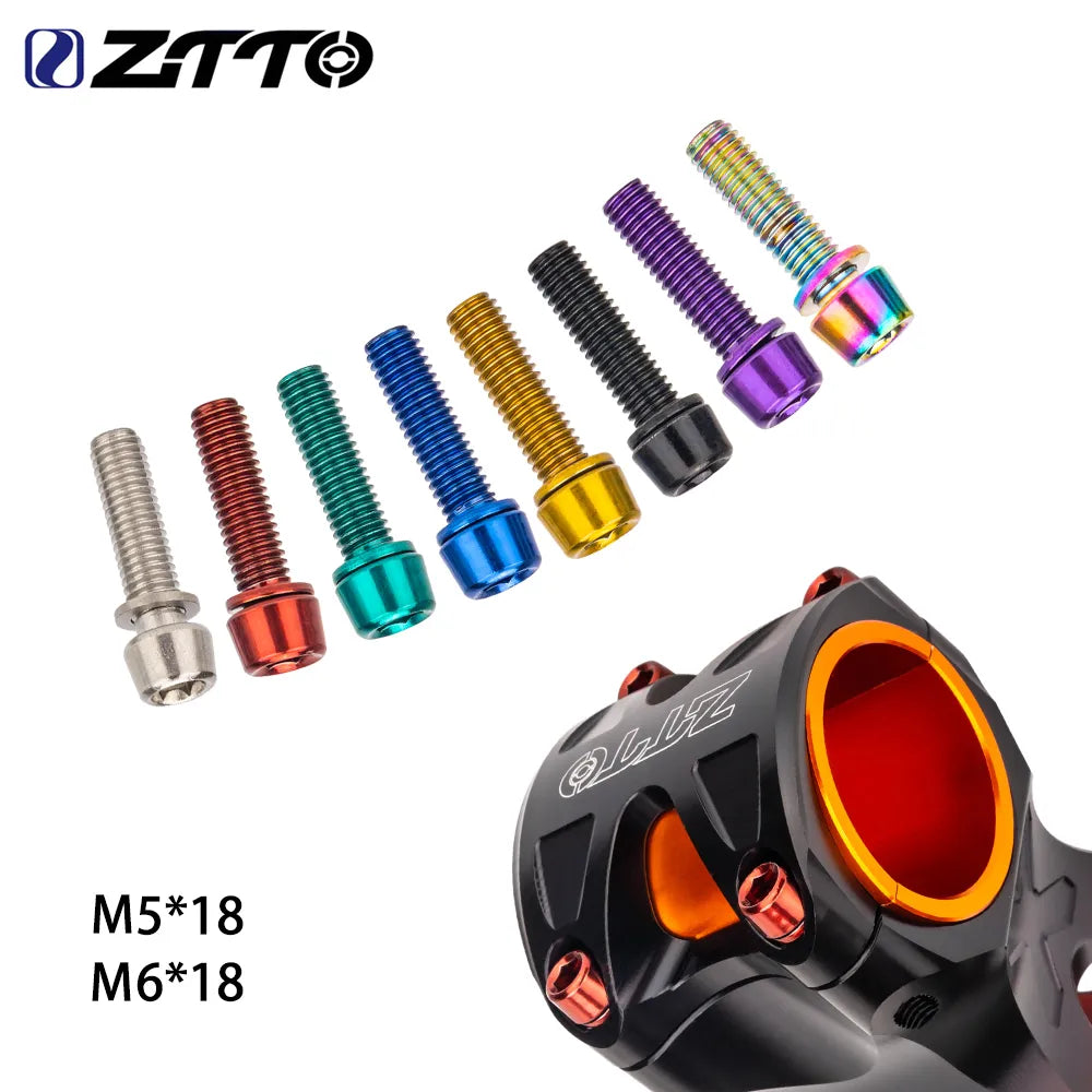 ZTTO 6pcs MTB Road Bike Handlebar Stem Riser Screws, M5 M6*18mm Stainless Steel Bolts With Washer - Concentrated Cycling