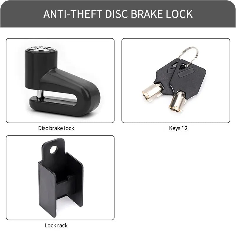 Bike Anti Theft Wheel Disc Brake  Safety Lock with Keys